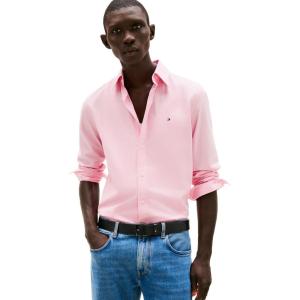 Tommy Hilfiger Men’s Long Sleeve Poplin Shirts in Regular Fit, Men’s Button Down Shirts, Also Available in Big and Tall(Classic Pink)