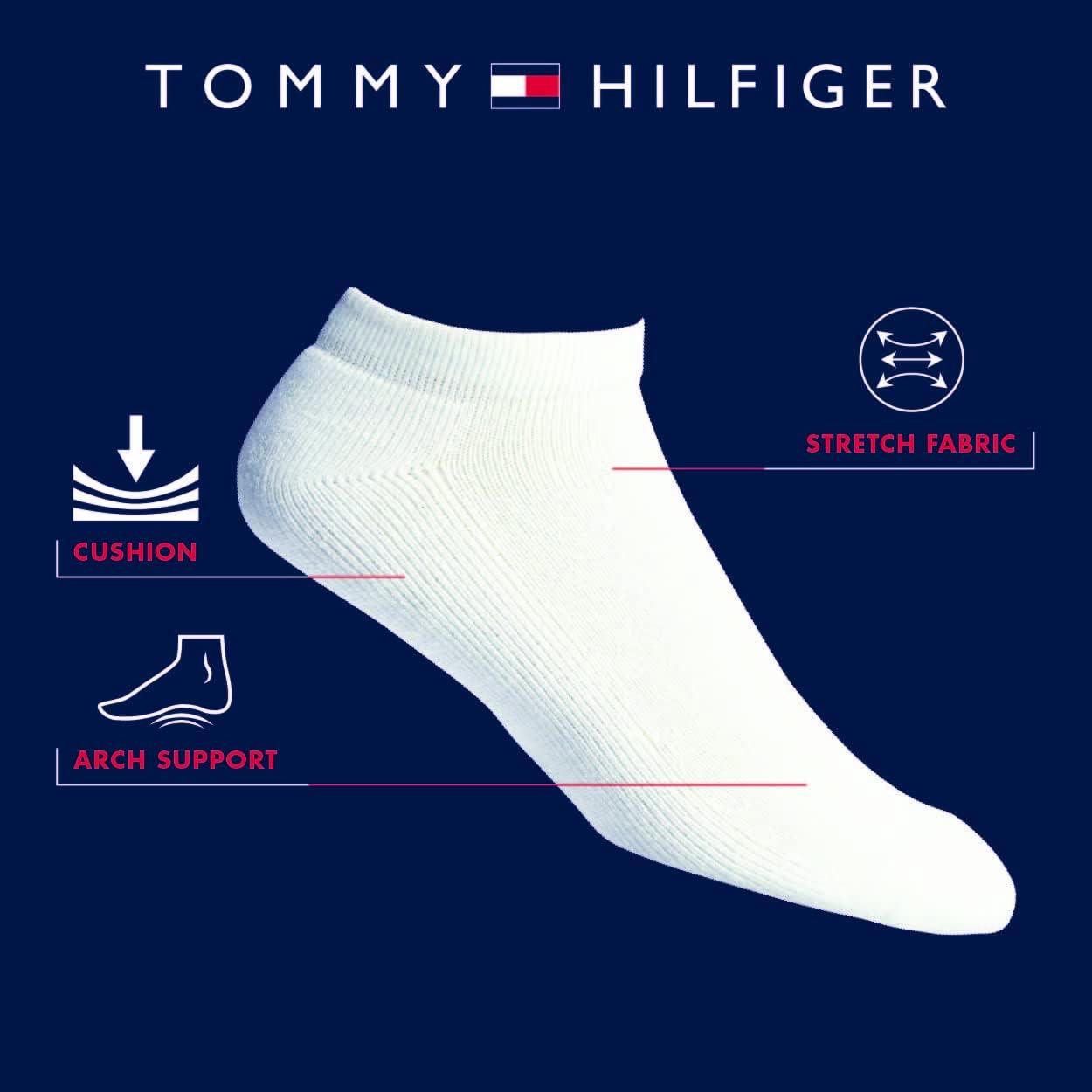 imageTommy Hilfiger Mens No Show Socks 6 Pack Lightweight Performance Stretch Athletic Invisible Shoe Socks Liners for MenWhite