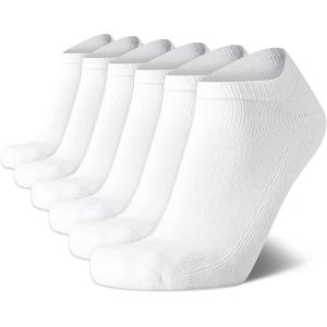 Tommy Hilfiger Mens No Show Socks – 6 Pack Lightweight Performance Stretch Athletic Invisible Shoe Socks Liners for Men(White)