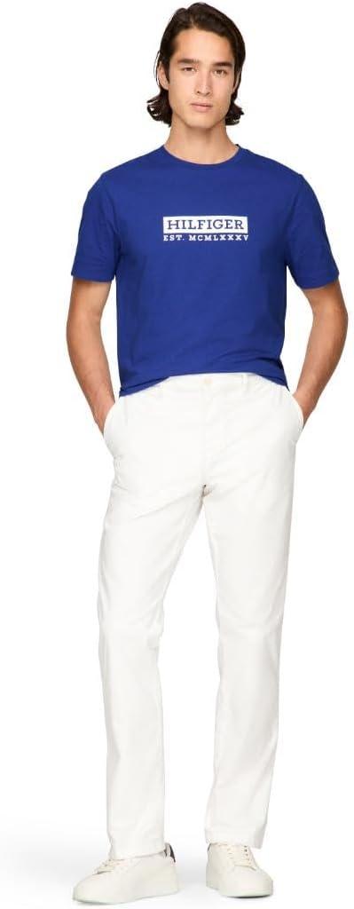imageTommy Hilfiger Mens Short Sleeve Cotton Graphic TShirts with Printed Logo Also Available in Big amp TallWedge Blue