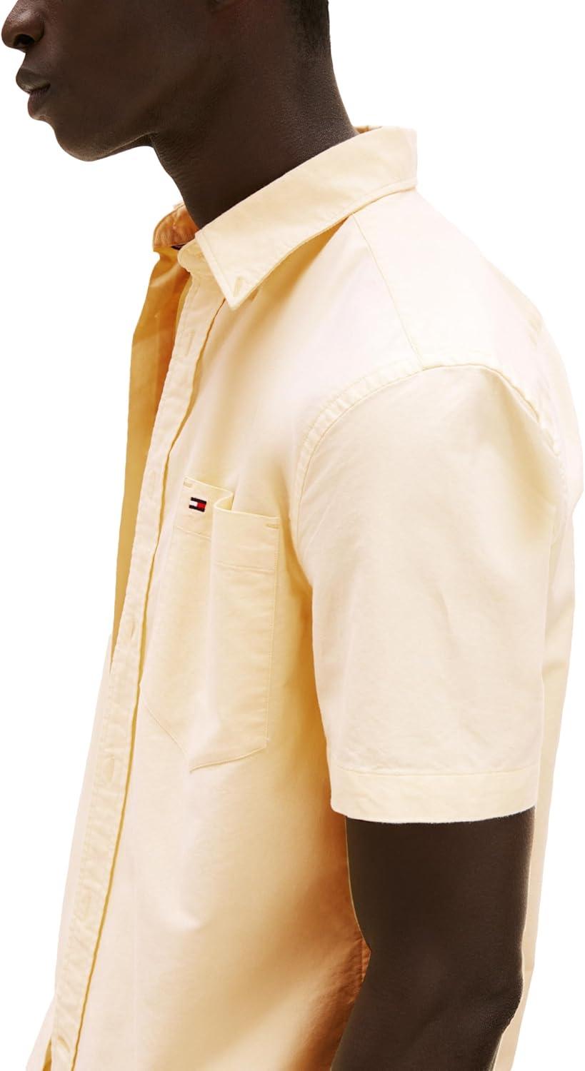 imageTommy Hilfiger Mens Short Sleeve Oxford Shirts in Regular Fit Mens Button Down ShirtsCitronella