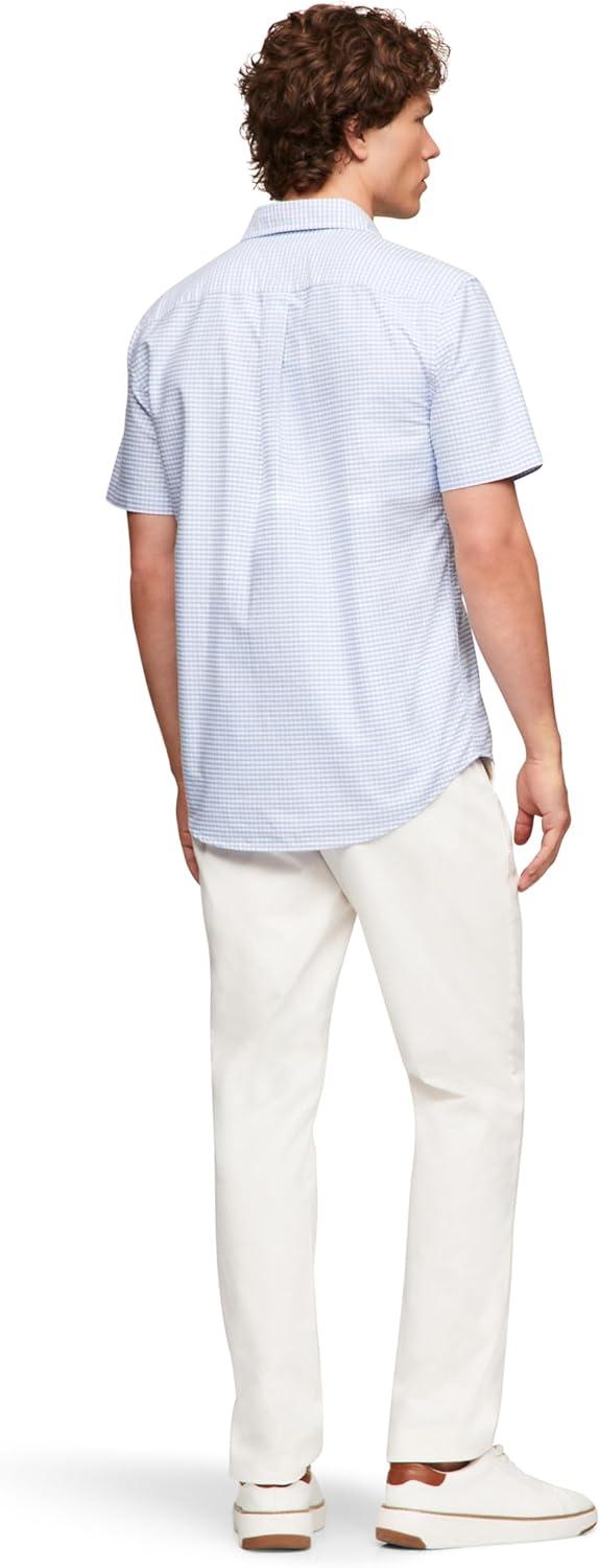 imageTommy Hilfiger Mens Short Sleeve Oxford Shirts in Regular Fit Mens Button Down ShirtsCloudy Blue Check