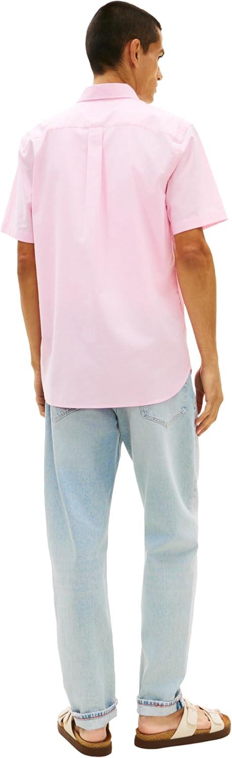 imageTommy Hilfiger Mens Short Sleeve Oxford Shirts in Regular Fit Mens Button Down ShirtsLight Pink