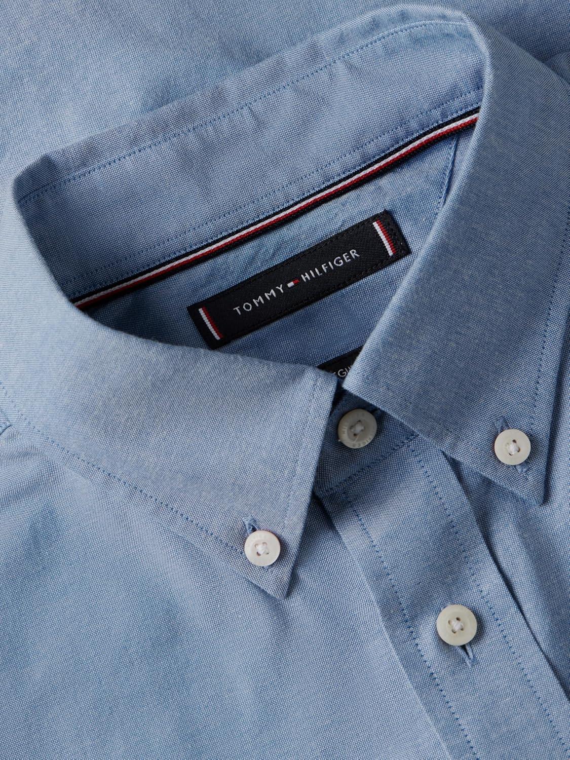 imageTommy Hilfiger Mens Short Sleeve Oxford Shirts in Regular Fit Mens Button Down ShirtsMedium Blue