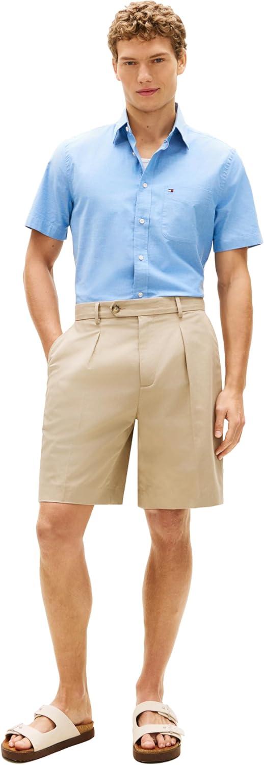 imageTommy Hilfiger Mens Short Sleeve Oxford Shirts in Regular Fit Mens Button Down ShirtsMedium Blue