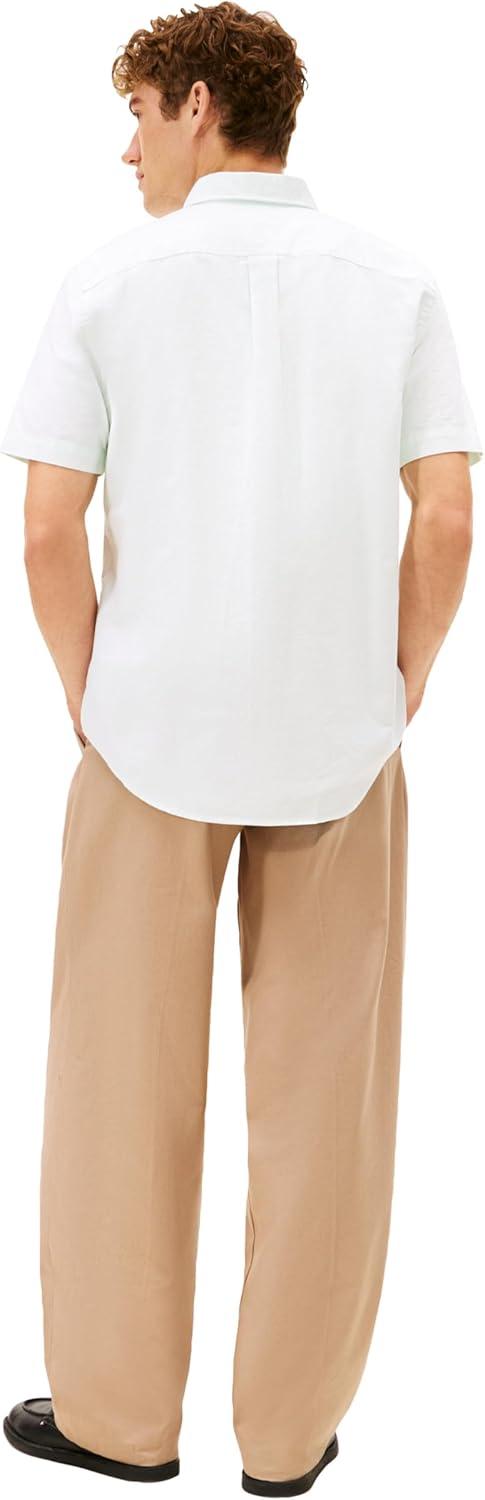 imageTommy Hilfiger Mens Short Sleeve Oxford Shirts in Regular Fit Mens Button Down ShirtsOpal Green