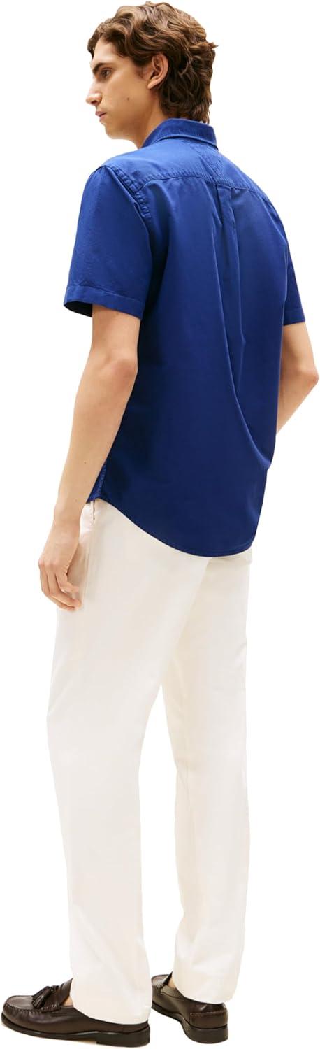 imageTommy Hilfiger Mens Short Sleeve Oxford Shirts in Regular Fit Mens Button Down ShirtsPreppy Navy