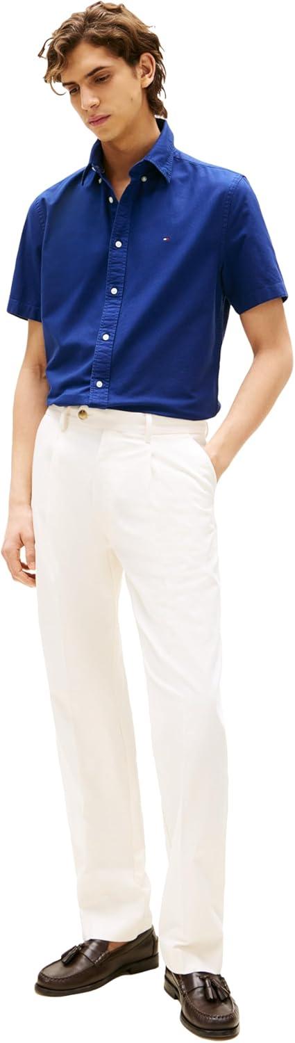 imageTommy Hilfiger Mens Short Sleeve Oxford Shirts in Regular Fit Mens Button Down ShirtsPreppy Navy