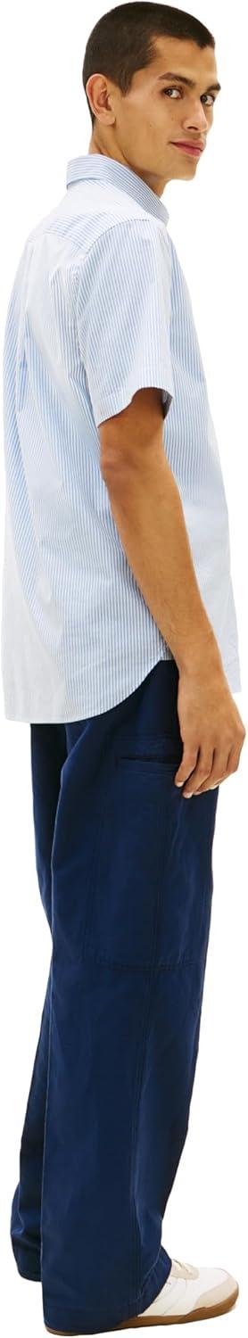 imageTommy Hilfiger Mens Short Sleeve Oxford Shirts in Regular Fit Mens Button Down ShirtsShirt Blue Stripe
