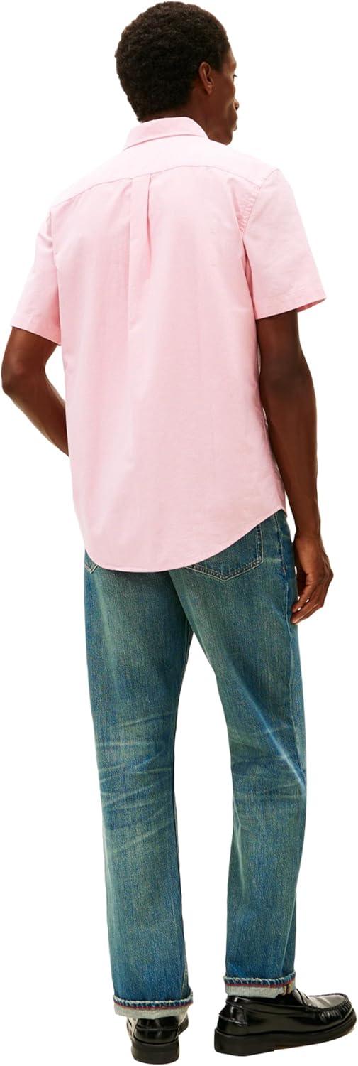 imageTommy Hilfiger Mens Short Sleeve Oxford Shirts in Regular Fit Mens Button Down ShirtsVintage Red