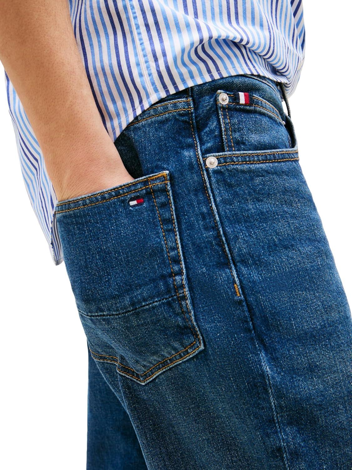 imageTommy Hilfiger Mens Slim Straight Fit Stretch Jeans for MenDark Indigo