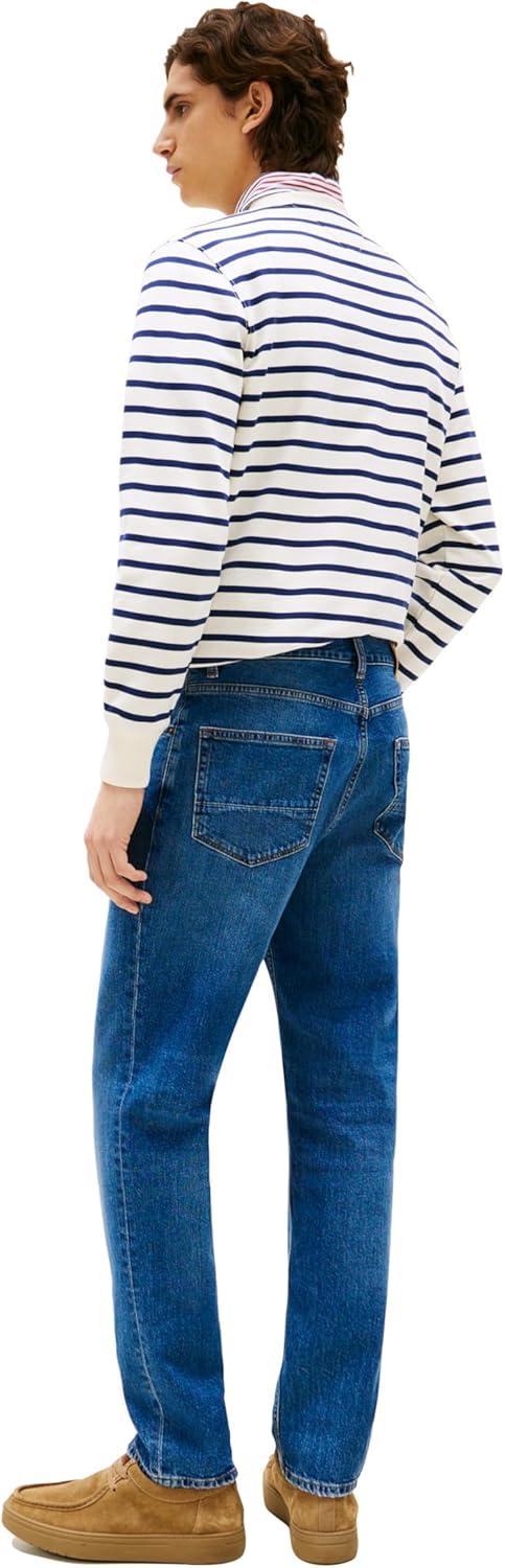 imageTommy Hilfiger Mens Slim Straight Fit Stretch Jeans for MenMid Indigo