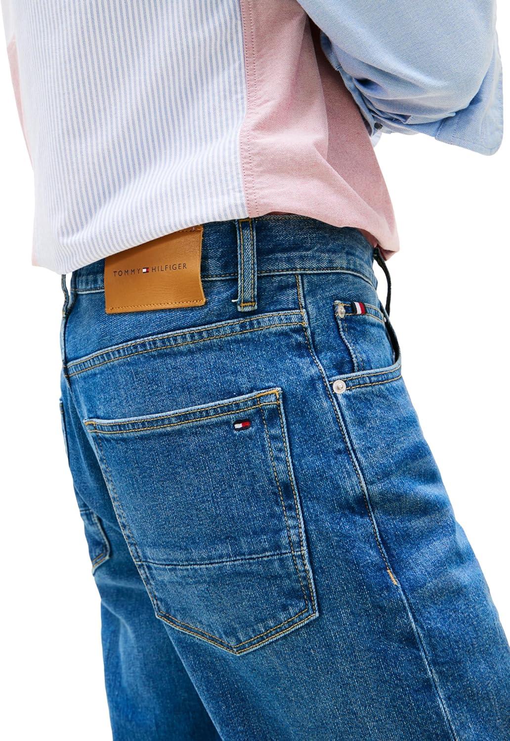 imageTommy Hilfiger Mens Straight Fit Stretch Jeans for MenMed Indigo