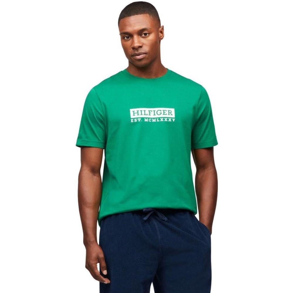 imageTommy Hilfiger Mens Short Sleeve Cotton Graphic TShirts with Printed Logo Also Available in Big amp TallNouveau Green