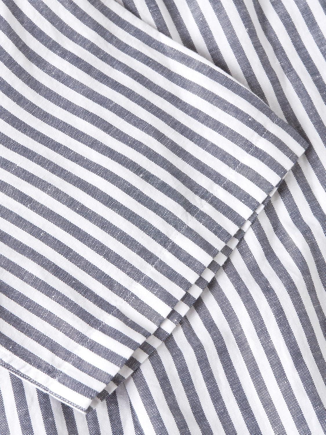 imageTommy Hilfiger Mens Short Sleeve Casual Linen Button Down Shirts in Regular FitCarbon Navy Stripe