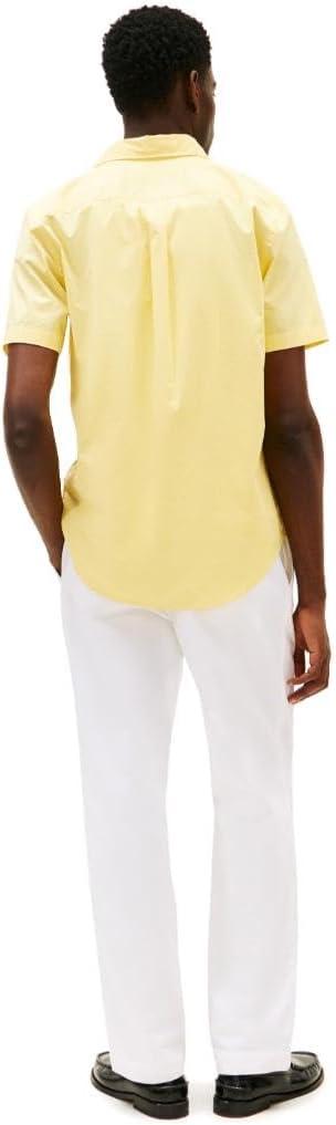 imageTommy Hilfiger Mens Short Sleeve Poplin Shirts in Regular Fit Mens Button Down ShirtsCitronella