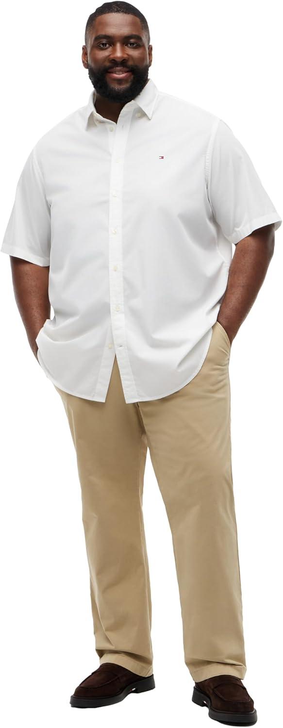 imageTommy Hilfiger Mens Short Sleeve Poplin Shirts in Regular Fit Mens Button Down ShirtsWhite