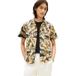 Tommy Hilfiger Men’s Short Sleeve Lightweight Button Down Shirts in Regular Fit, Men’s Casual Button Down Summer Shirts(Black / Allover)