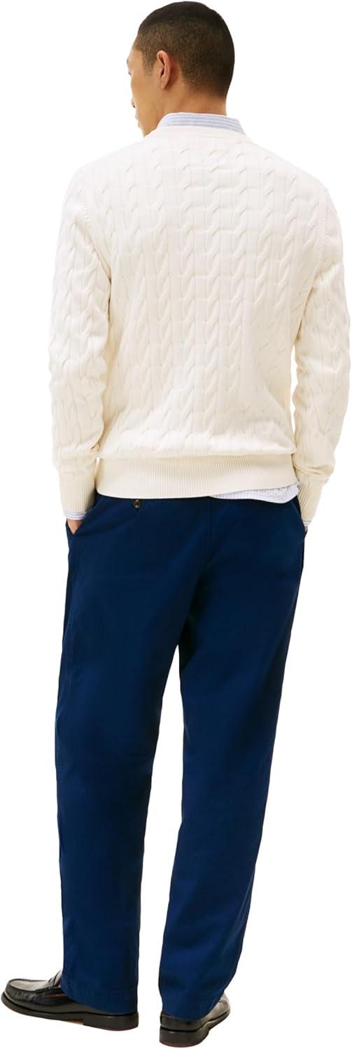 imageTommy Hilfiger Mens Cable Knit Crewneck Sweater Lightweight PulloverIvory Petal