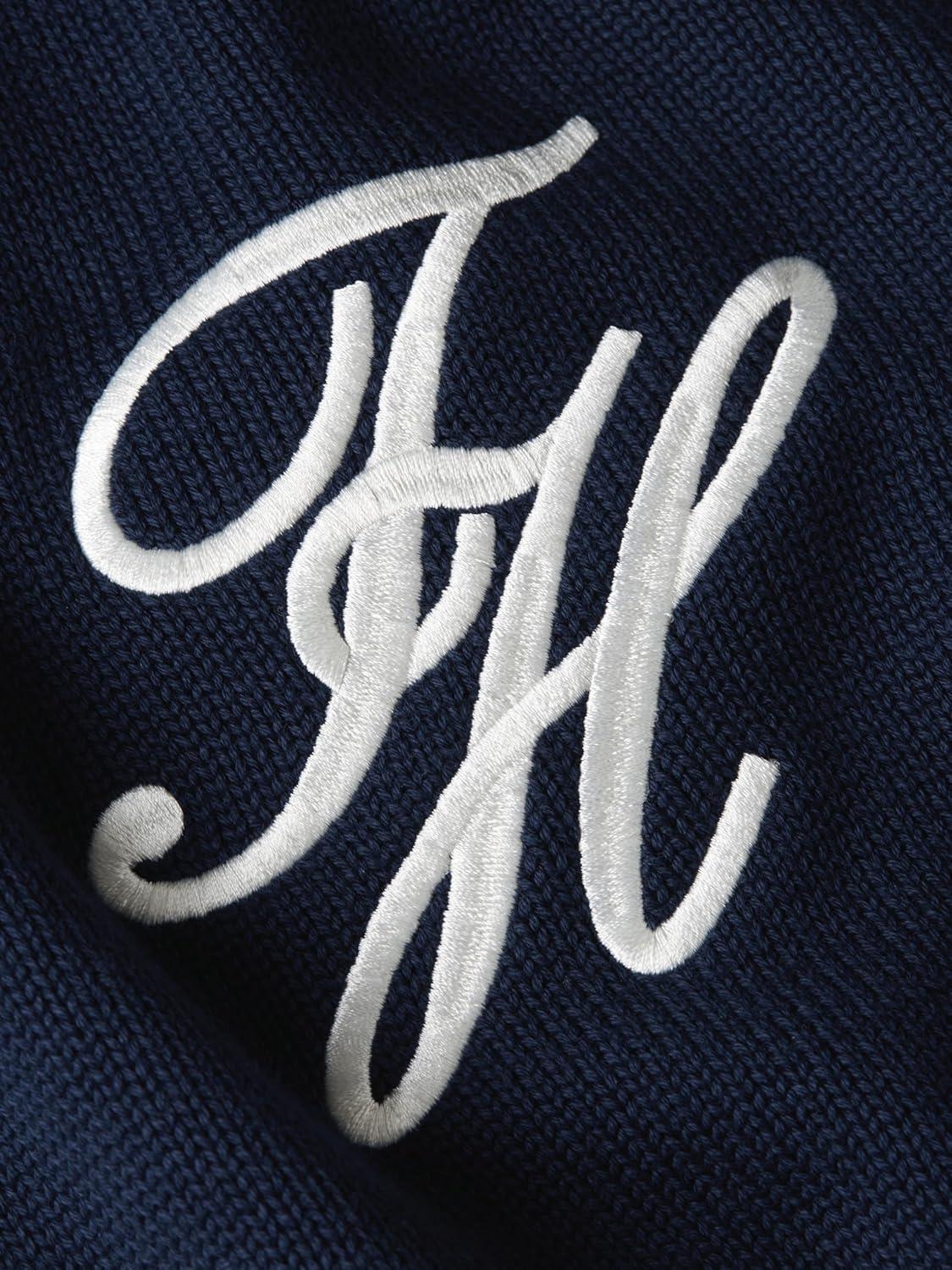 imageTommy Hilfiger Mens Cotton Crewneck Pullover Sweater with Embroidered Script LogoCarbon Navy