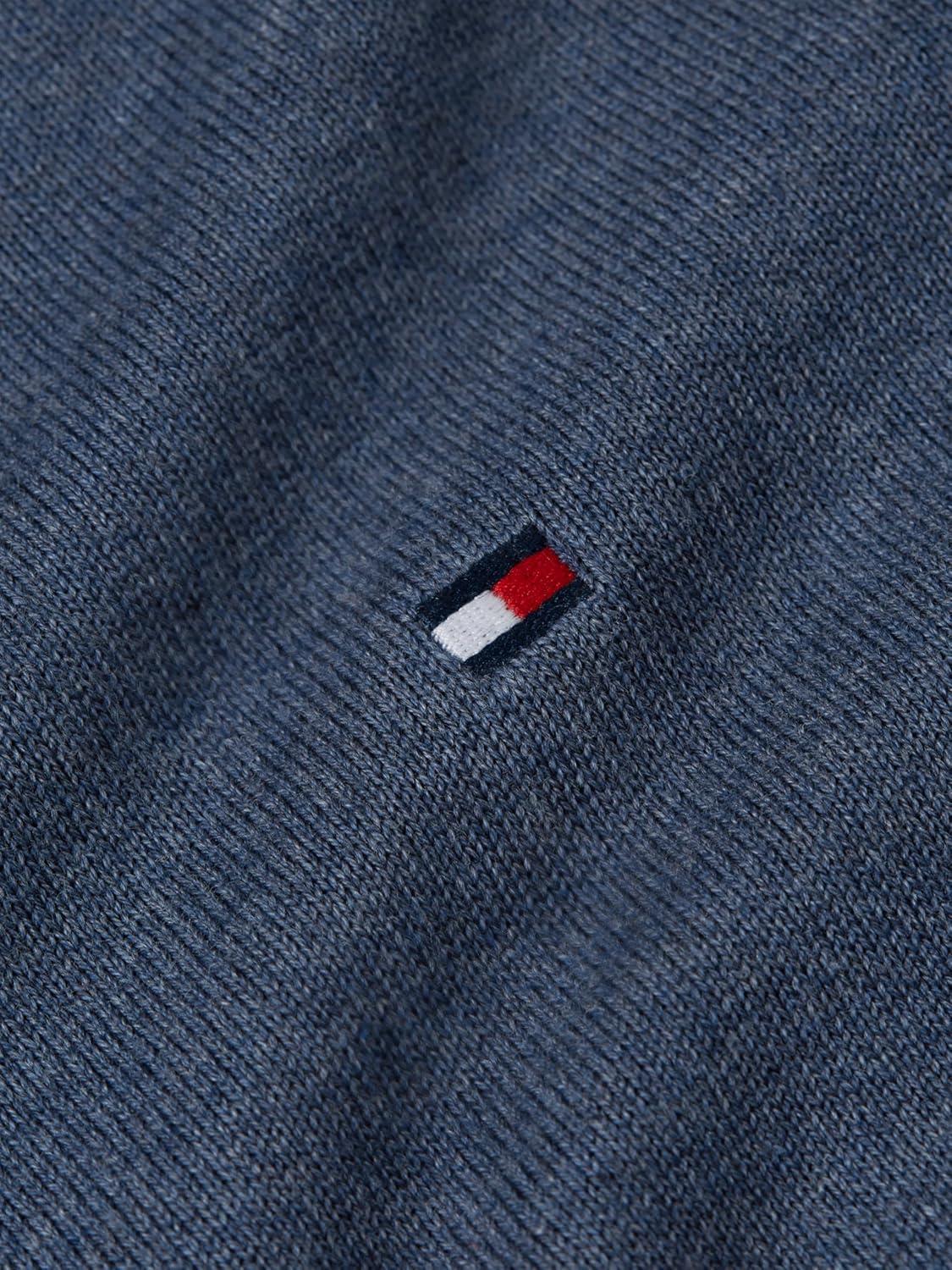 imageTommy Hilfiger Mens Cotton Solid Crewneck Sweater Lightweight Pullover Also Available in Big amp TallAegean Sea Heather
