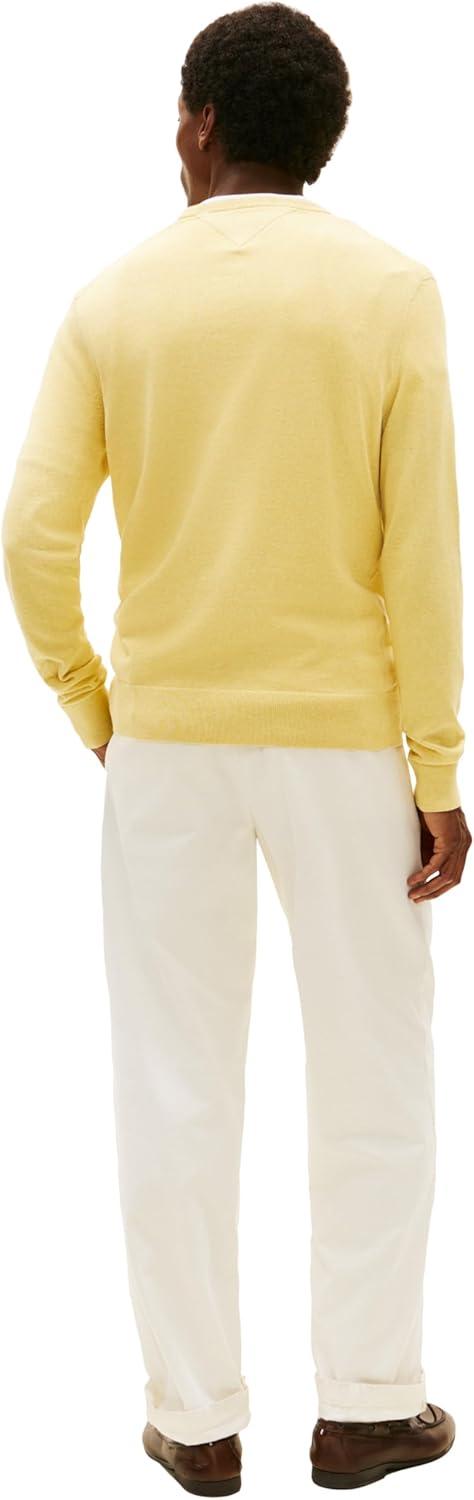 imageTommy Hilfiger Mens Cotton Solid Crewneck Sweater Lightweight Pullover Also Available in Big amp TallCitronella Heather