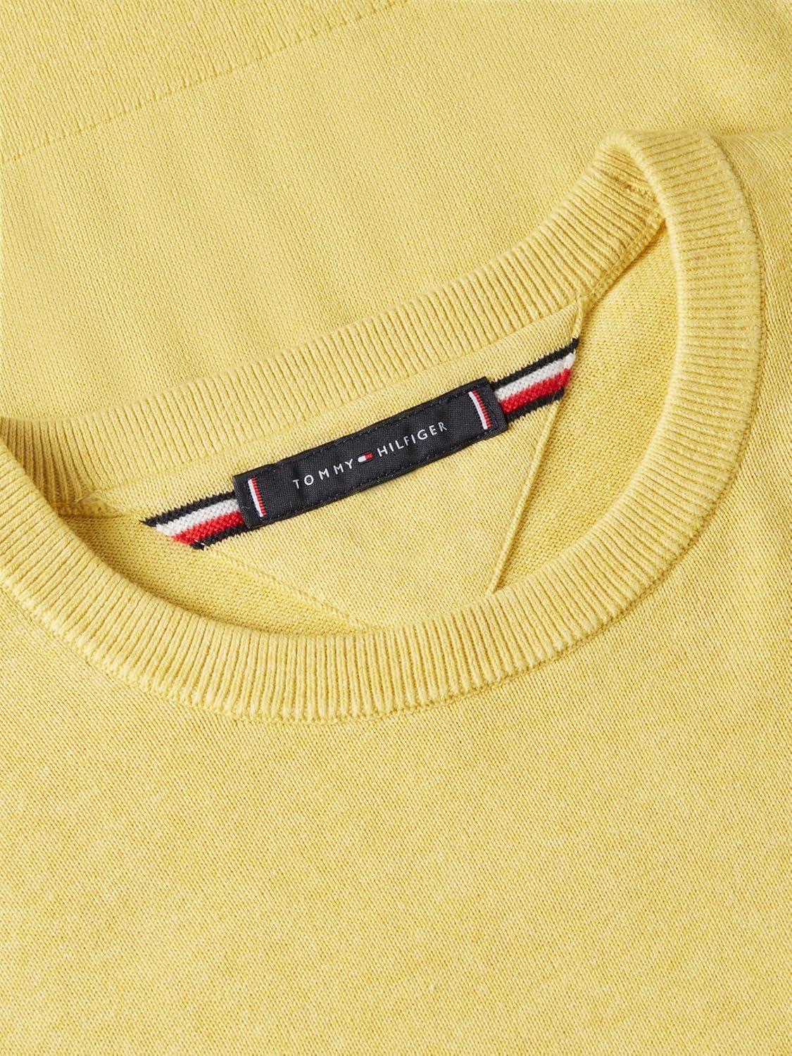 imageTommy Hilfiger Mens Cotton Solid Crewneck Sweater Lightweight Pullover Also Available in Big amp TallCitronella Heather