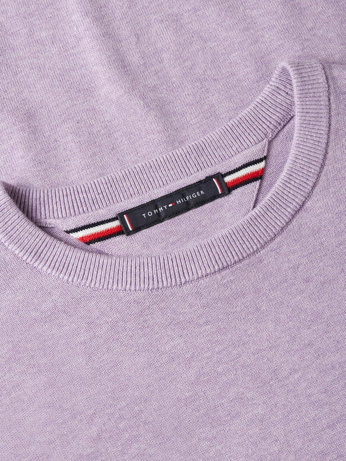 imageTommy Hilfiger Mens Cotton Solid Crewneck Sweater Lightweight Pullover Also Available in Big amp TallLavender Heather