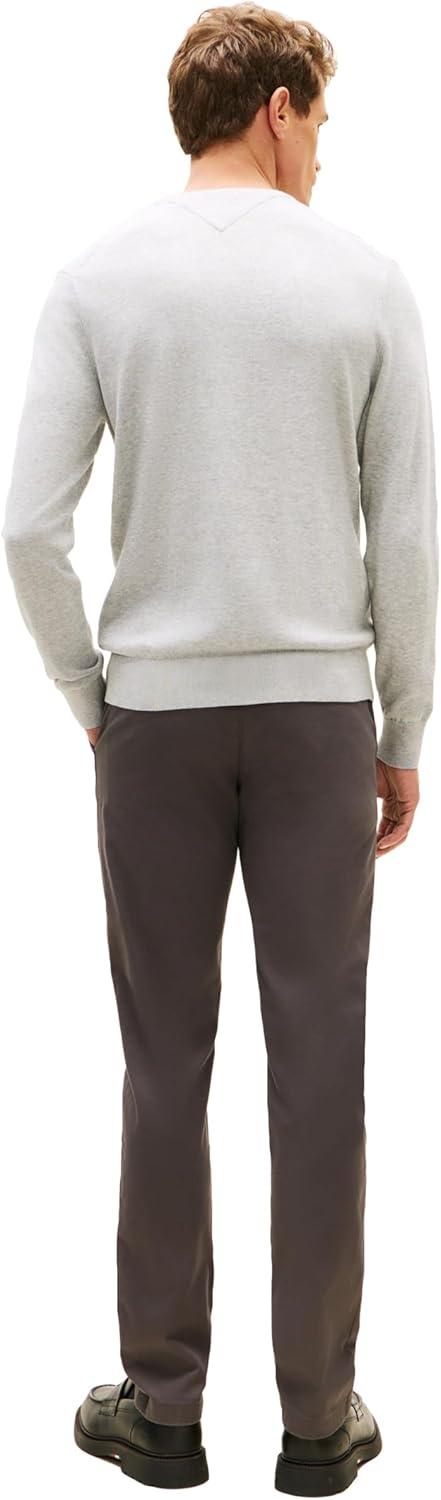 imageTommy Hilfiger Mens Cotton Solid Crewneck Sweater Lightweight Pullover Also Available in Big amp TallLight Grey Heather