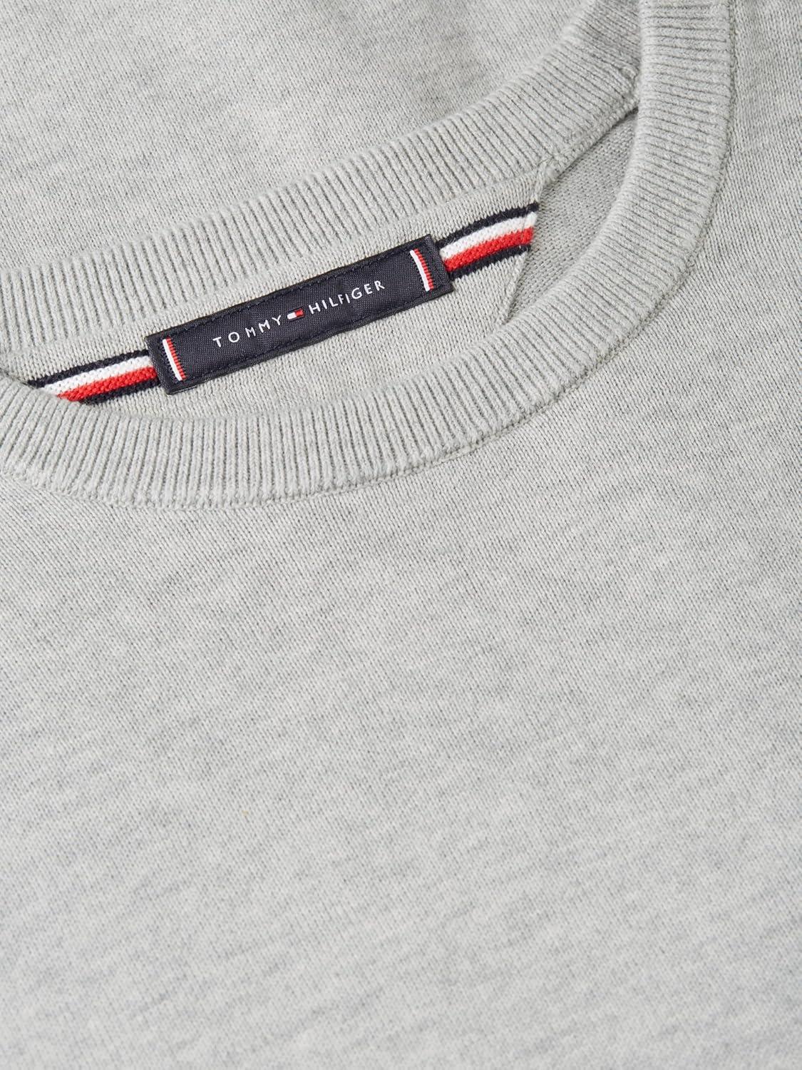 imageTommy Hilfiger Mens Cotton Solid Crewneck Sweater Lightweight Pullover Also Available in Big amp TallLight Grey Heather