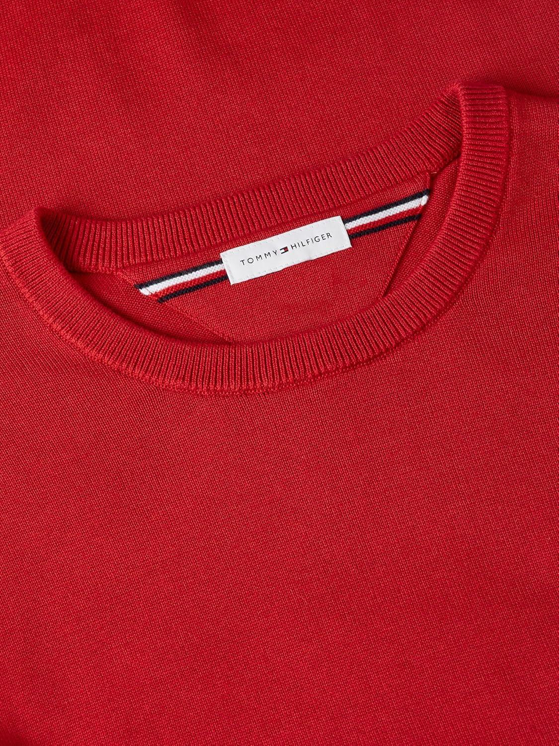imageTommy Hilfiger Mens Cotton Solid Crewneck Sweater Lightweight Pullover Also Available in Big amp TallMedium Red