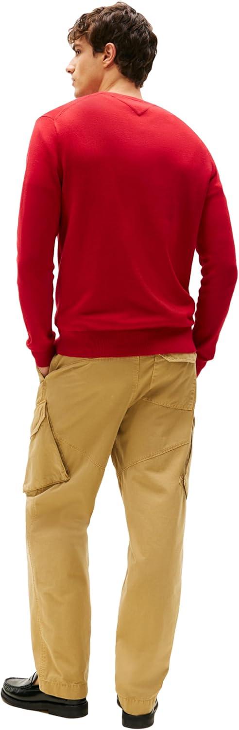 imageTommy Hilfiger Mens Cotton Solid Crewneck Sweater Lightweight Pullover Also Available in Big amp TallMedium Red