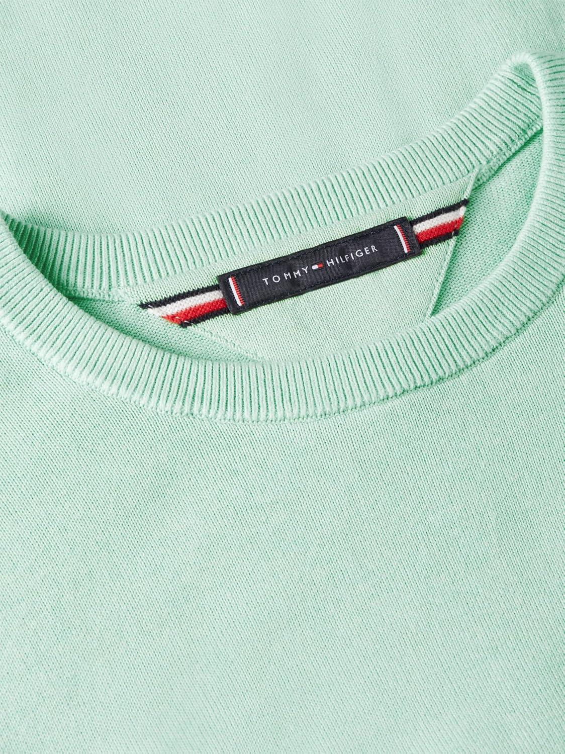 imageTommy Hilfiger Mens Cotton Solid Crewneck Sweater Lightweight Pullover Also Available in Big amp TallMinty Essence Heather