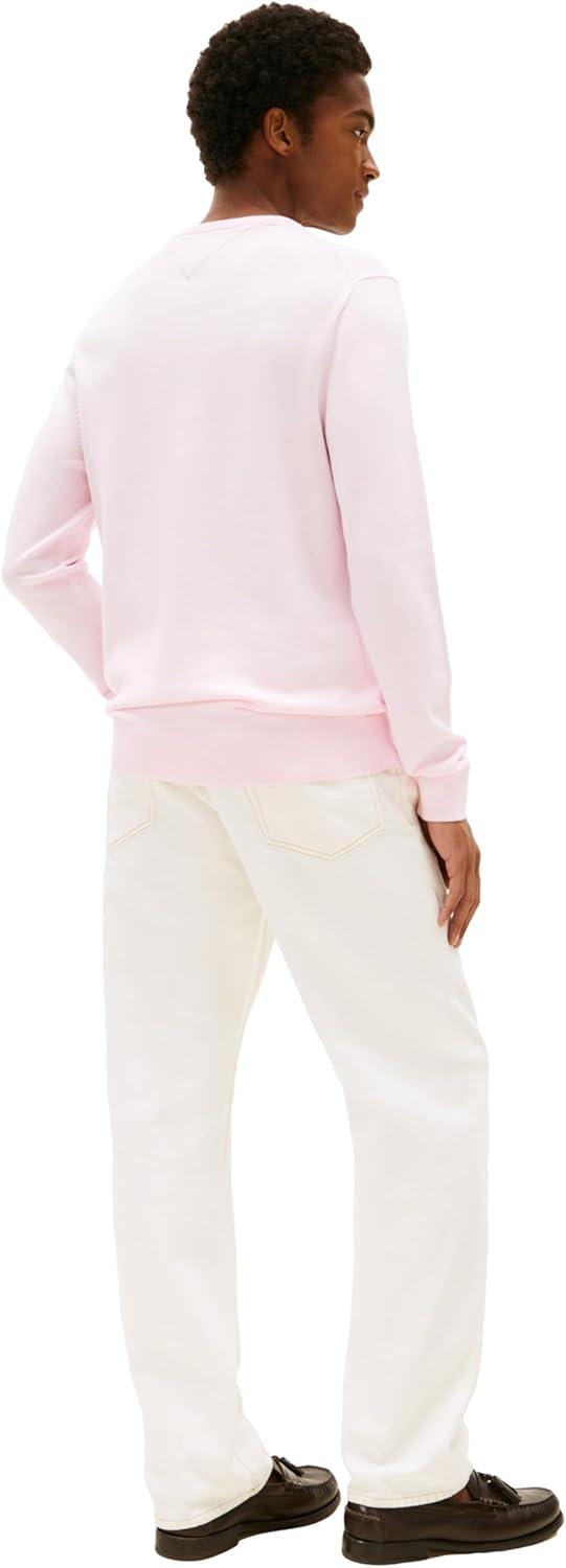 imageTommy Hilfiger Mens Cotton Solid Crewneck Sweater Lightweight Pullover Also Available in Big amp TallPink Lily