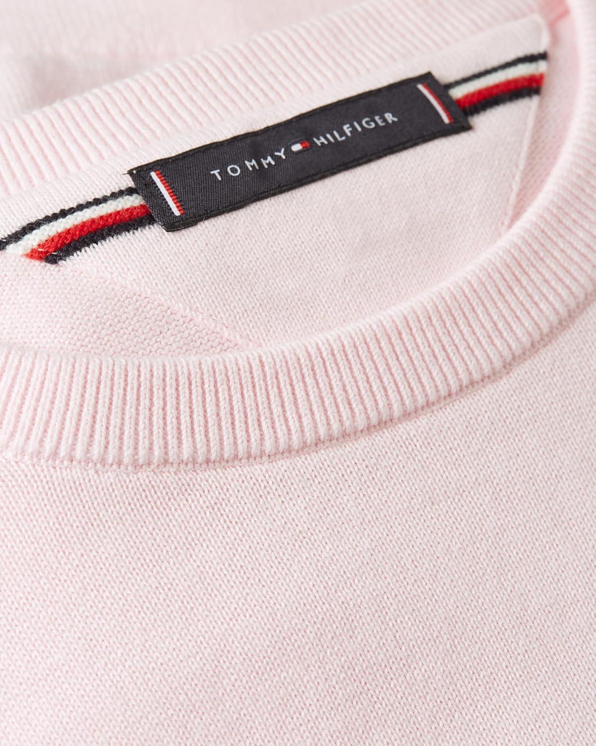 imageTommy Hilfiger Mens Cotton Solid Crewneck Sweater Lightweight Pullover Also Available in Big amp TallPink Lily