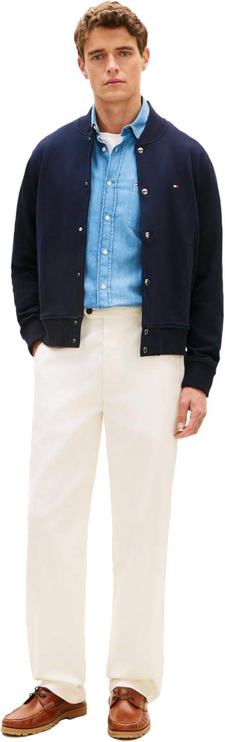imageTommy Hilfiger Mens Lightweight Cotton Bomber Jacket With Embroidered Flag LogoDesert Sky