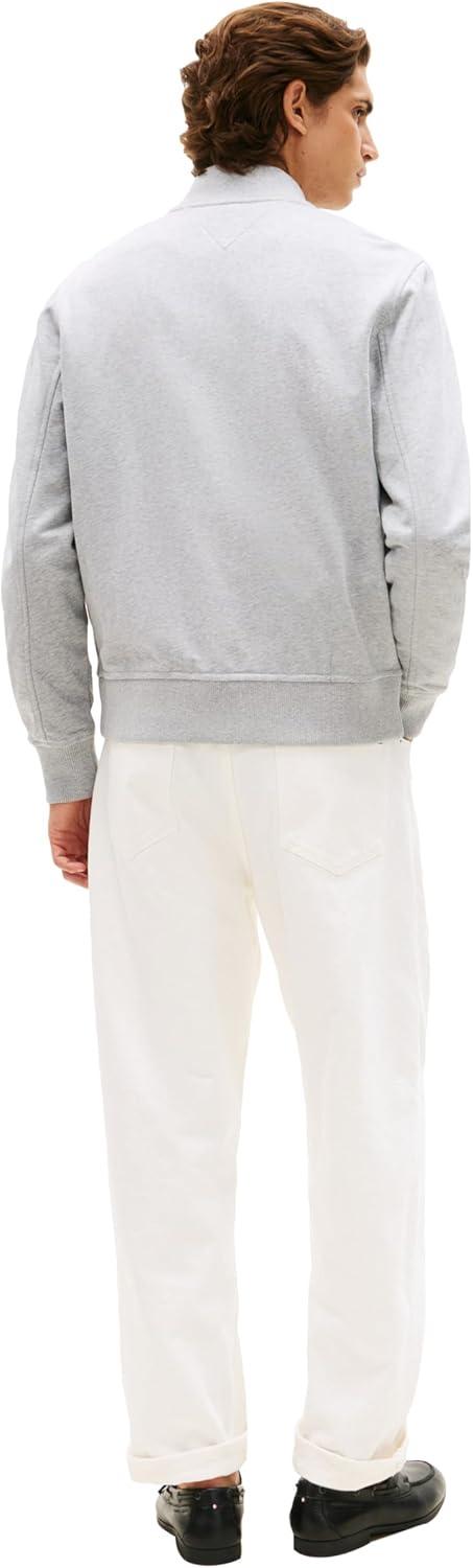 imageTommy Hilfiger Mens Lightweight Cotton Bomber Jacket With Embroidered Flag LogoLight Grey Heather