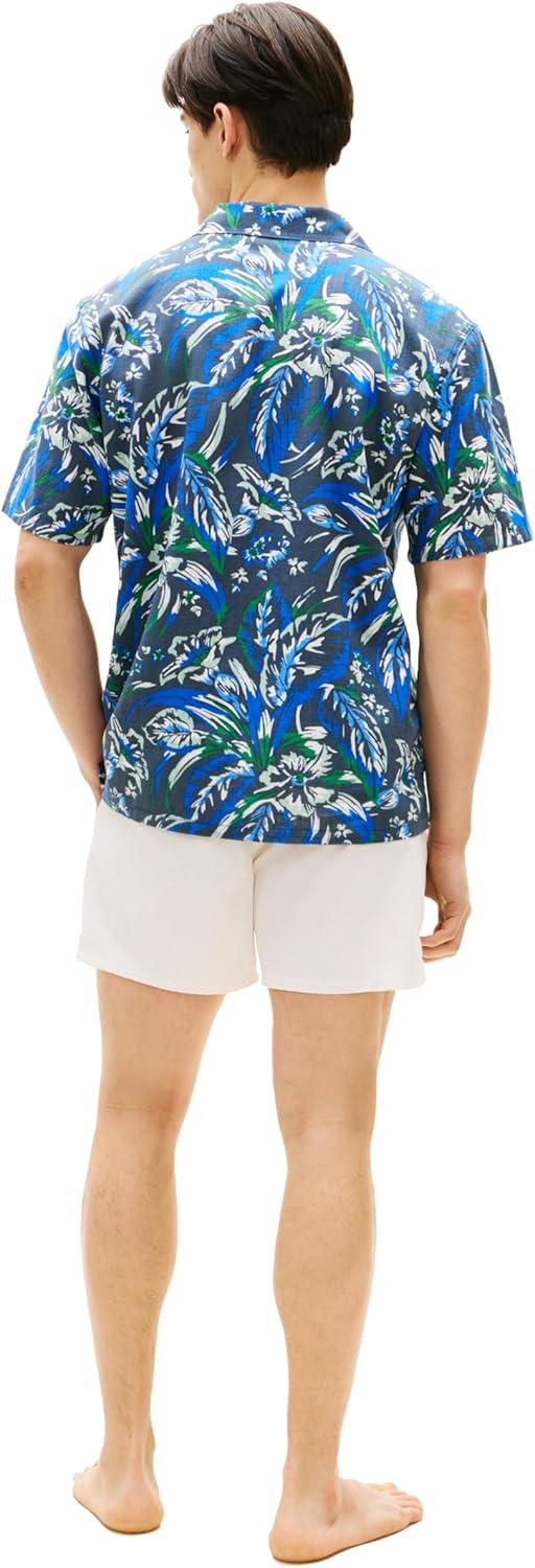 imageTommy Hilfiger Mens Lightweight Short Sleeve Cotton Beach Print Shirt with Pocket Mens Casual Button Down Summer ShirtsVintage Hawaiian Desert Sky