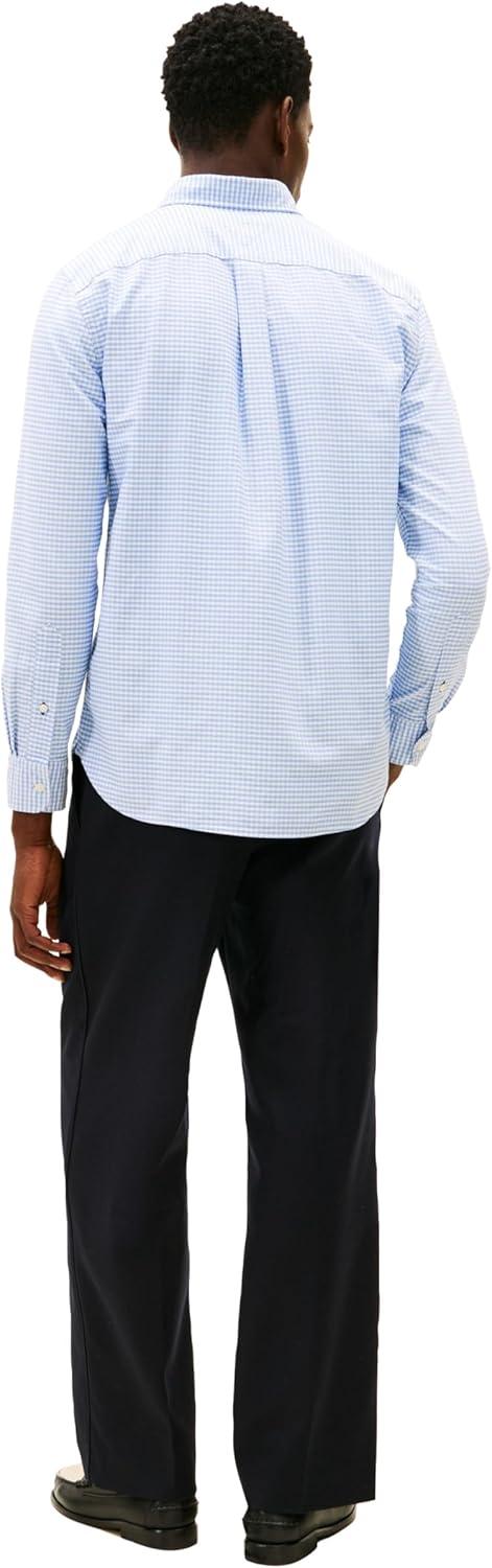 imageTommy Hilfiger Mens Long Sleeve Oxford Shirts in Regular Fit Mens Button Down Shirts Also Available in Big and TallCloudy Blue Check
