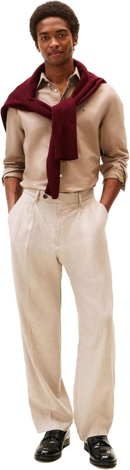 imageTommy Hilfiger Mens Long Sleeve Oxford Shirts in Regular Fit Mens Button Down Shirts Also Available in Big and TallCoastal Taupe Coastal Taupe Solid