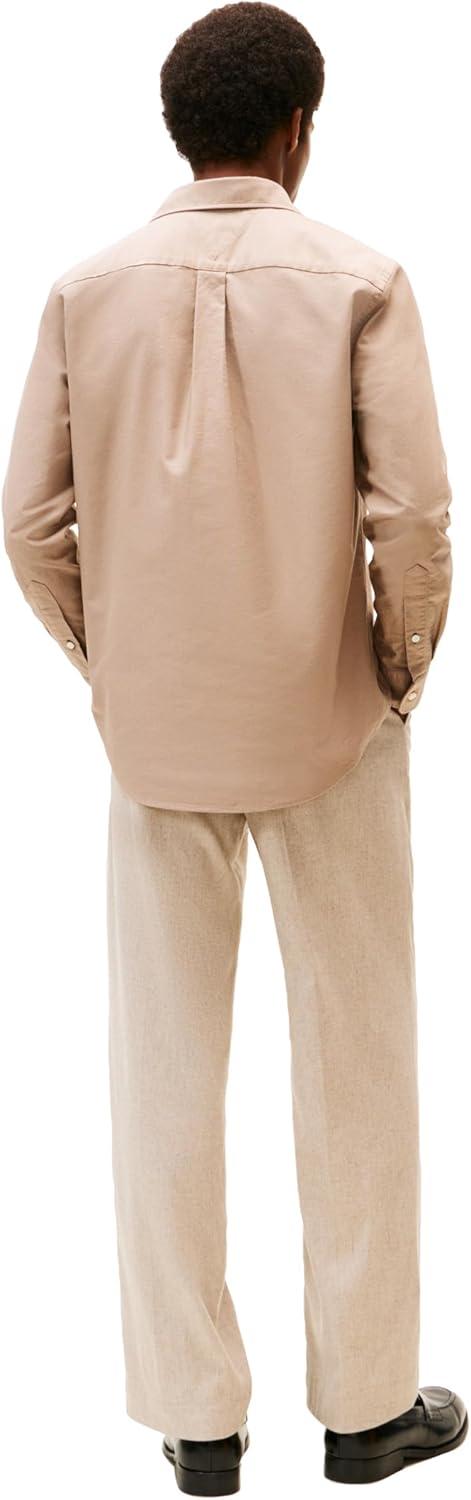 imageTommy Hilfiger Mens Long Sleeve Oxford Shirts in Regular Fit Mens Button Down Shirts Also Available in Big and TallCoastal Taupe Coastal Taupe Solid