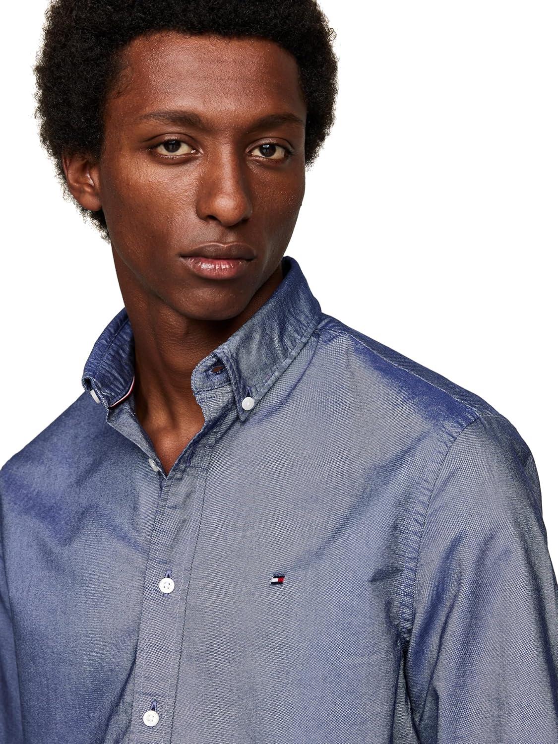 imageTommy Hilfiger Mens Long Sleeve Oxford Shirts in Regular Fit Mens Button Down Shirts Also Available in Big and TallDesert Sky