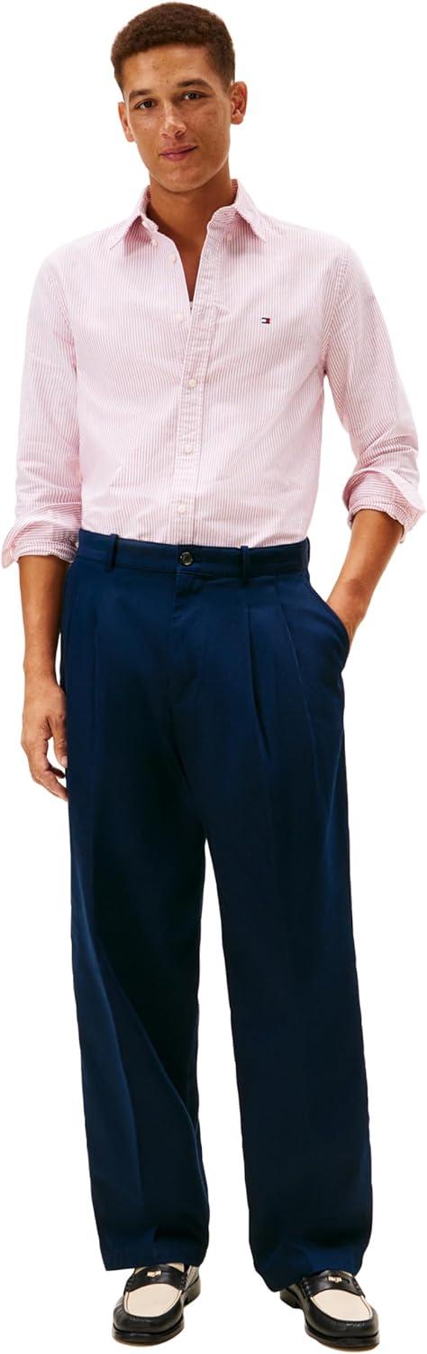 imageTommy Hilfiger Mens Long Sleeve Oxford Shirts in Regular Fit Mens Button Down Shirts Also Available in Big and TallMedium Red White