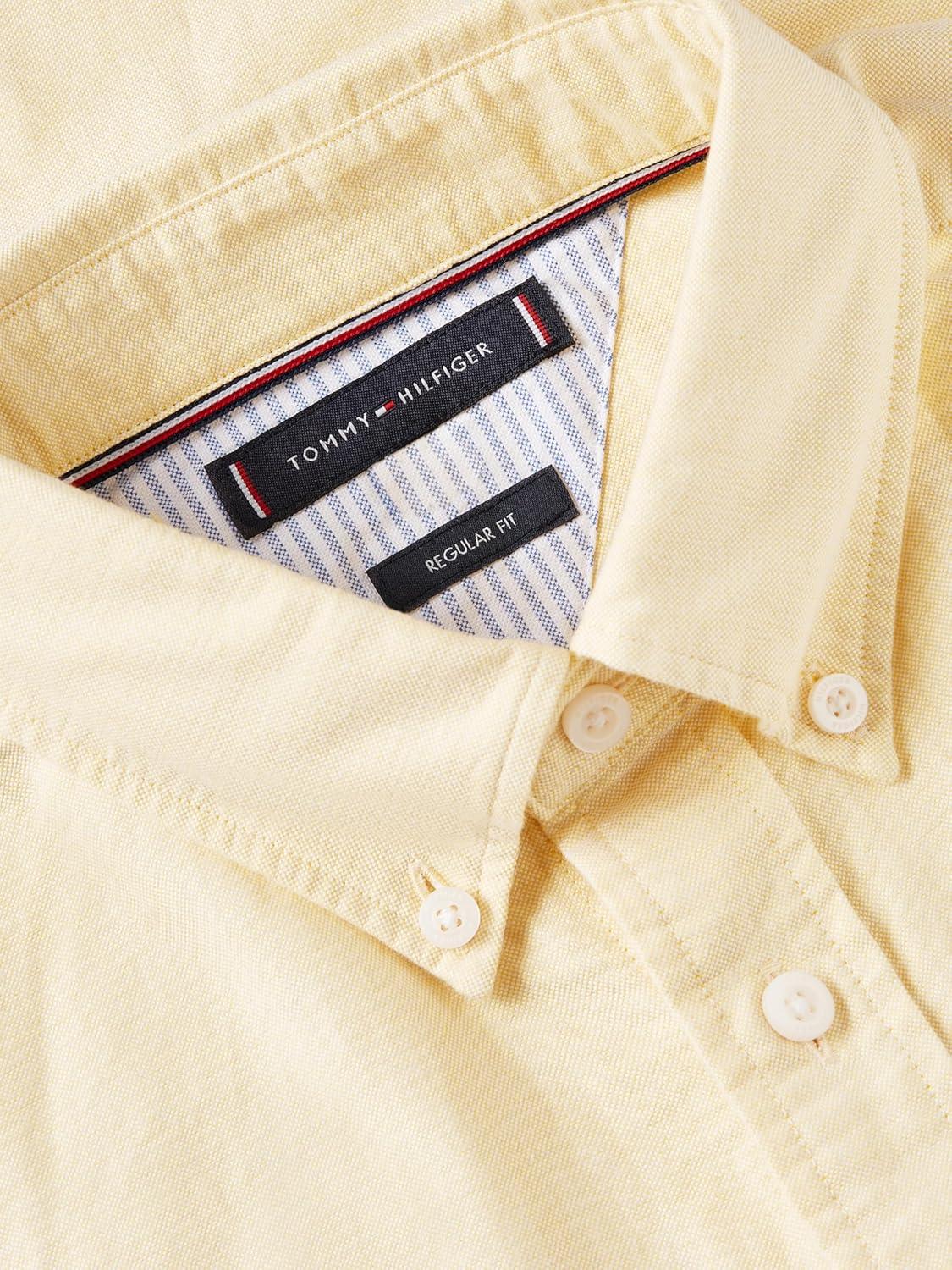 imageTommy Hilfiger Mens Long Sleeve Oxford Shirts in Regular Fit Mens Button Down Shirts Also Available in Big and TallMorningside Yellow