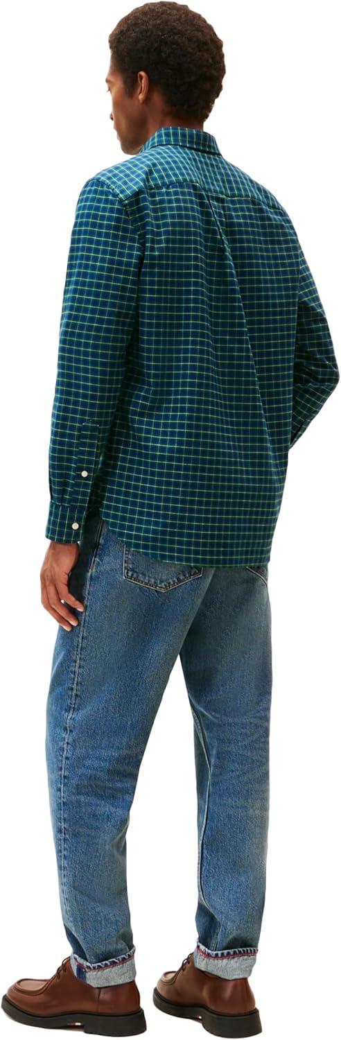 imageTommy Hilfiger Mens Long Sleeve Oxford Shirts in Regular Fit Mens Button Down Shirts Also Available in Big and TallNavy Check