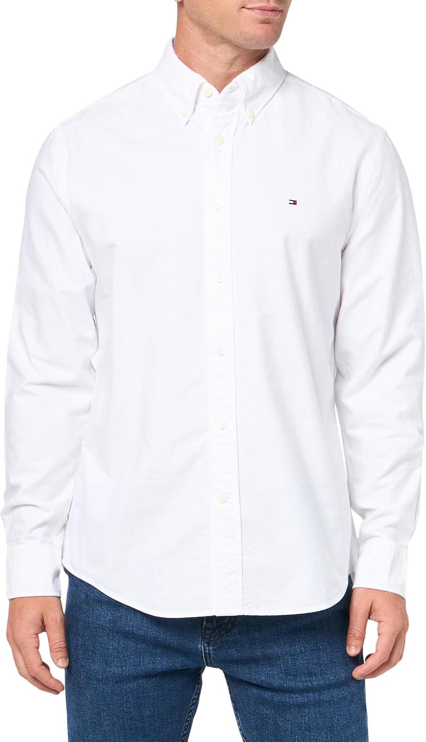 imageTommy Hilfiger Mens Long Sleeve Oxford Shirts in Regular Fit Mens Button Down Shirts Also Available in Big and TallOptic White