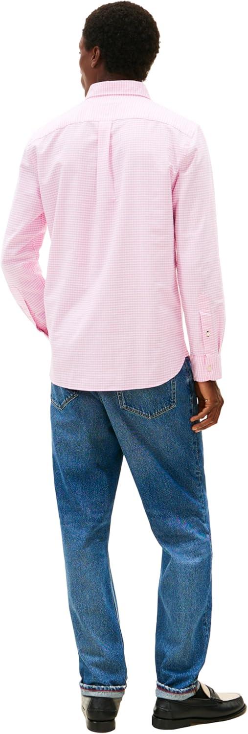 imageTommy Hilfiger Mens Long Sleeve Oxford Shirts in Regular Fit Mens Button Down Shirts Also Available in Big and TallRose Petal Check