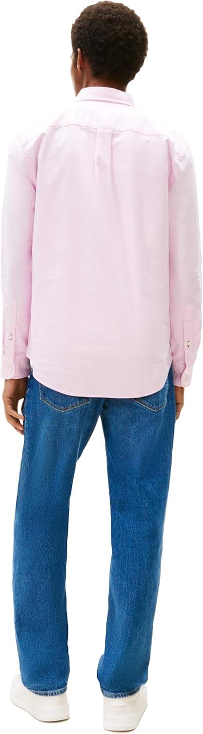 imageTommy Hilfiger Mens Long Sleeve Oxford Shirts in Regular Fit Mens Button Down Shirts Also Available in Big and TallRose Petal