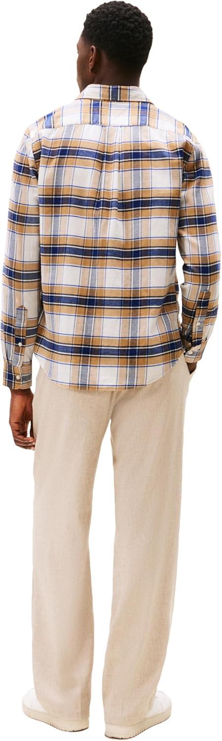 imageTommy Hilfiger Mens Long Sleeve Oxford Shirts in Regular Fit Mens Button Down Shirts Also Available in Big and TallSafari Canvas Check