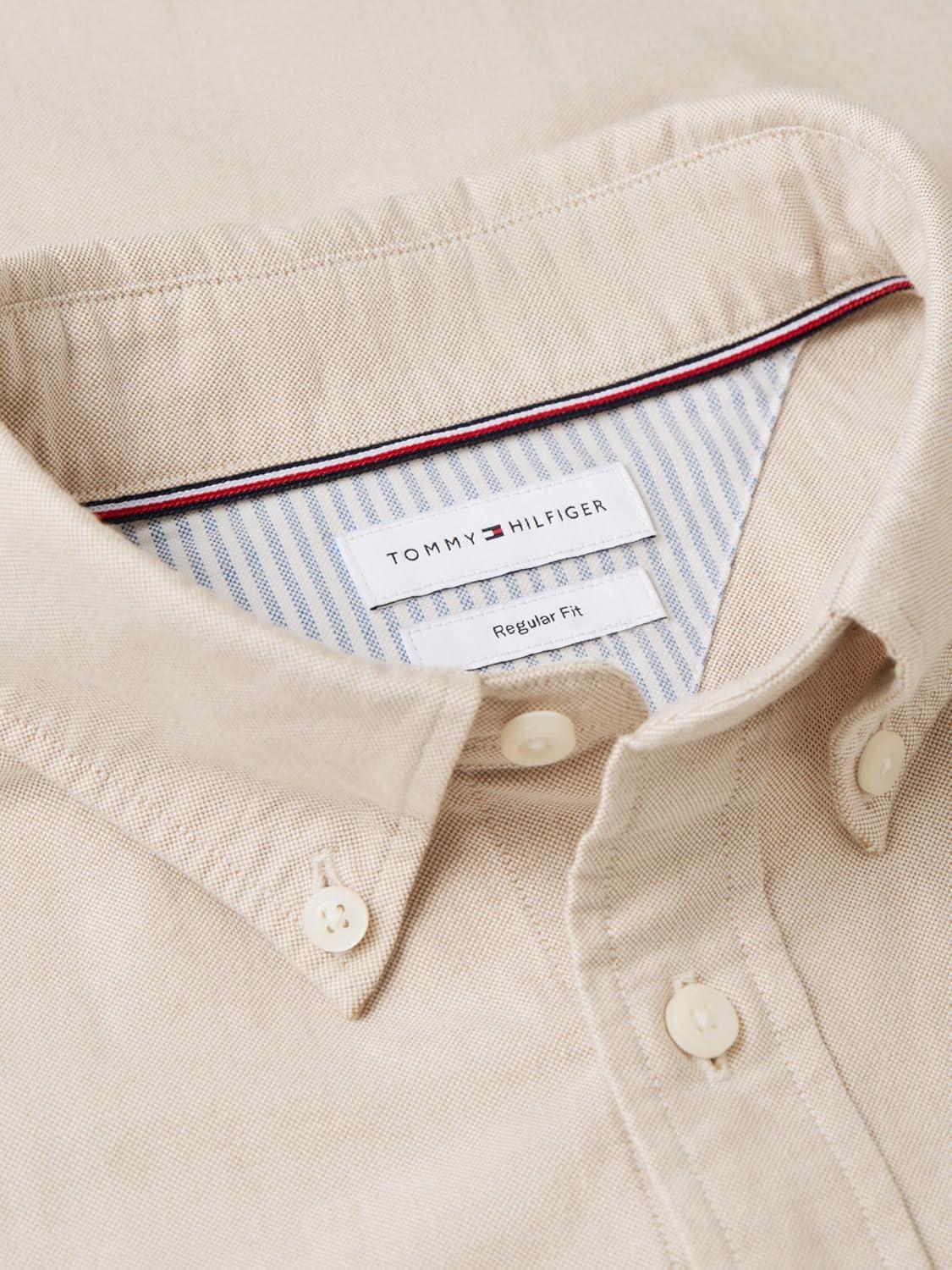 imageTommy Hilfiger Mens Long Sleeve Oxford Shirts in Regular Fit Mens Button Down Shirts Also Available in Big and TallSafari Canvas